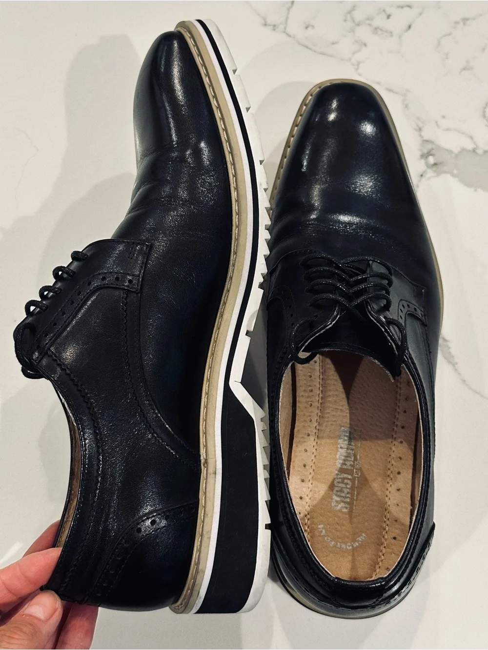 Stacy Adams Barringer Black Leather Plain Toe Oxford Dress Shoes Mens 9.5